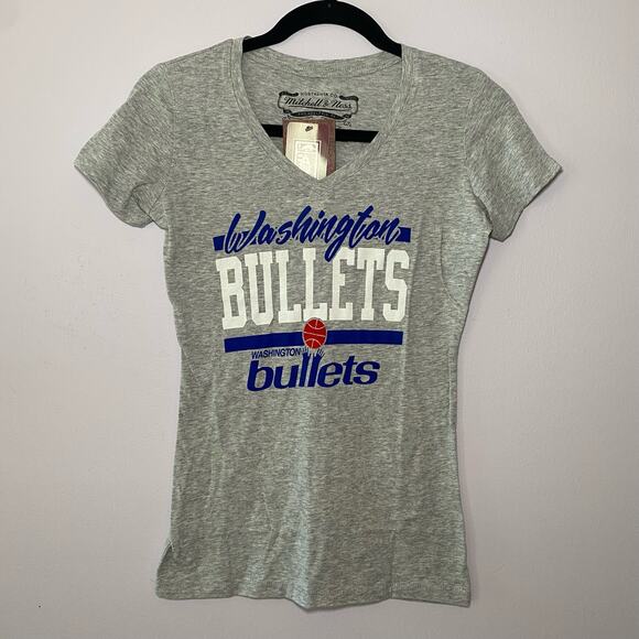 NWT Mitchell & Ness Women's size Small Washington Bullets NBA Gray T-Shirt - Picture 1 of 8